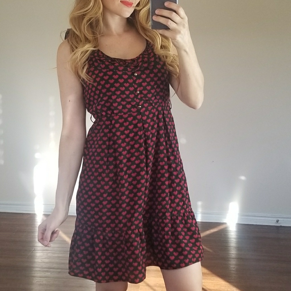Fun 2 Fun vintage bow black & red midi dress